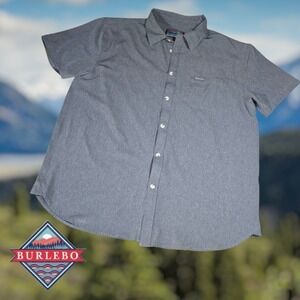 Burlebo Men's Performance Pocket Short Sleeve Button Up Dark Grey Heather XL